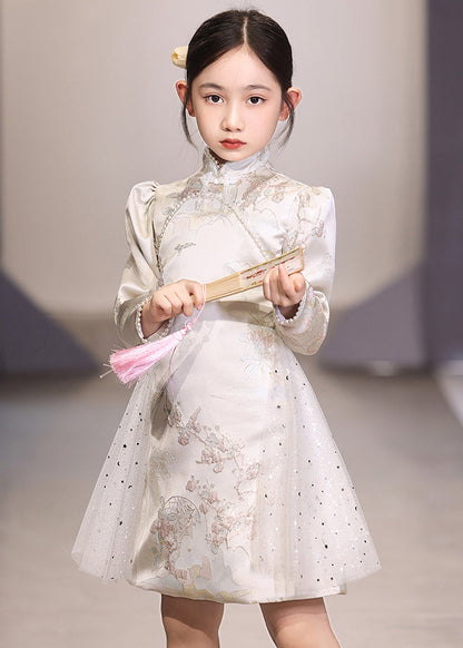 Tulle Long Embroideried White Unique Patchwork Vacation Girls