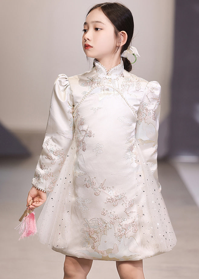 Tulle Long Embroideried White Unique Patchwork Vacation Girls