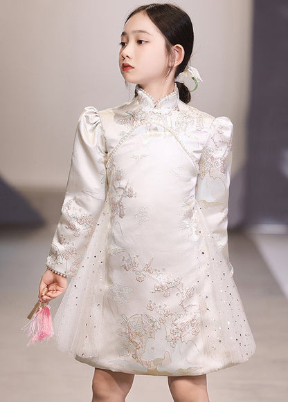 Tulle Long Embroideried White Unique Patchwork Vacation Girls