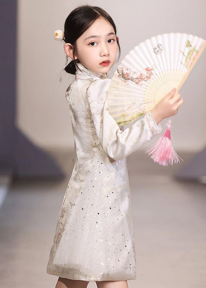 Tulle Long Embroideried White Unique Patchwork Vacation Girls