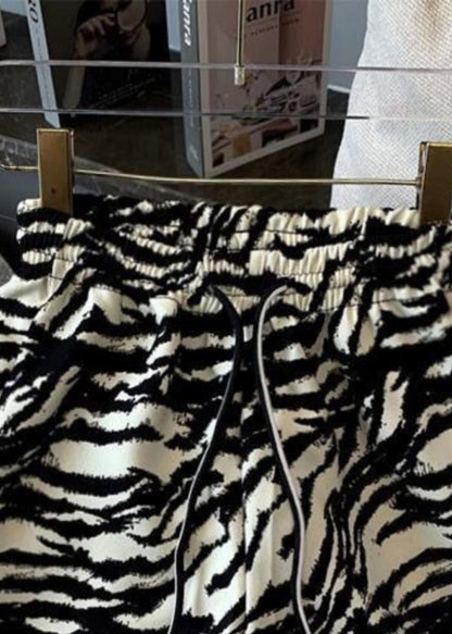Men Pattern Waist Lace Zebra Cotton Unique Up Shorts Elastic