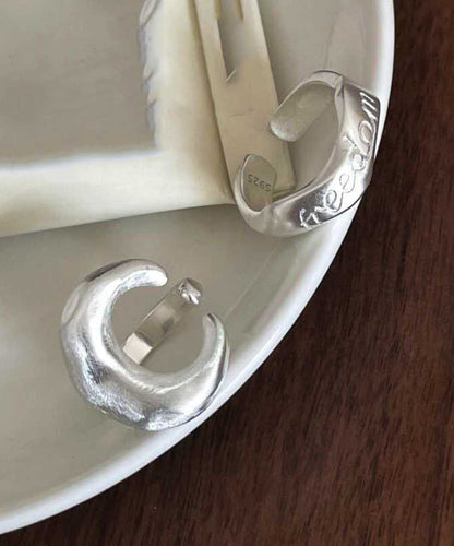 925 Two Graphic Vintage Rings Silver Set Piece Moon