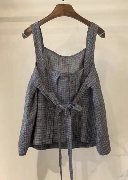 Waist Tie Vintage Back Linen Summer Vest