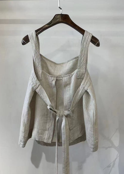 Waist Tie Vintage Back Linen Summer Vest