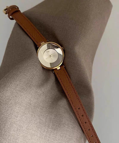 Watches Brown Hardlex Leather Vintage Crystal Alloy