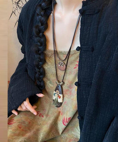 Drop Coffee Weaving Pendant Vintage Sweater Water Necklace
