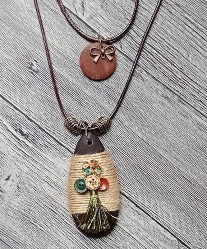 Drop Coffee Weaving Pendant Vintage Sweater Water Necklace