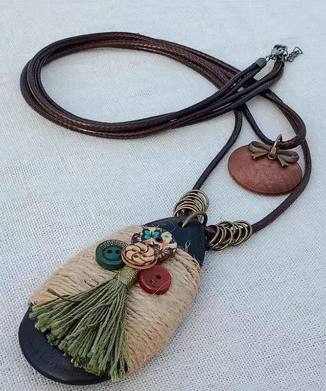 Drop Coffee Weaving Pendant Vintage Sweater Water Necklace