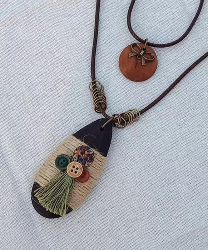 Drop Coffee Weaving Pendant Vintage Sweater Water Necklace