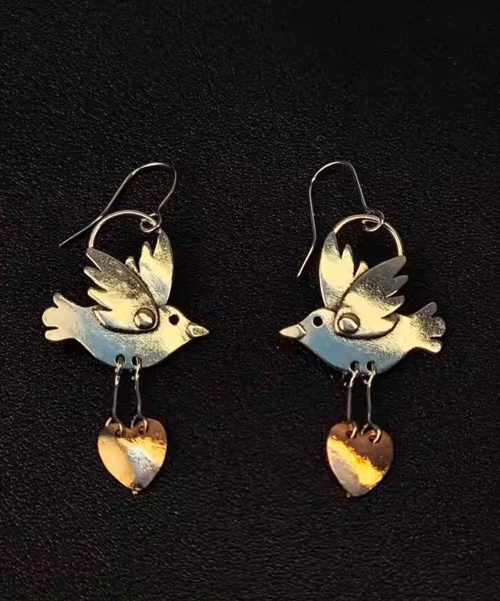 Earrings Copper Brid Love Vintage Drop Little
