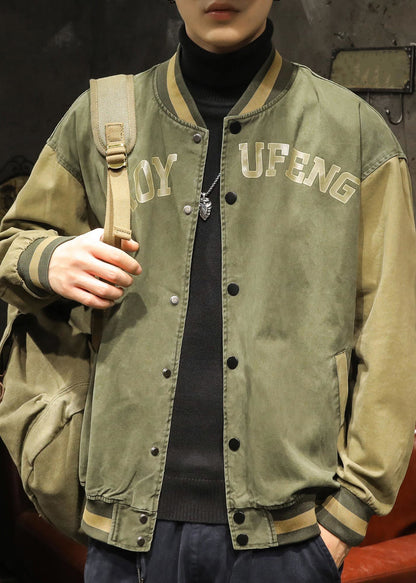 Mens TC010 Jackets Gray Cotton Dark Print Vintage Patchwork Spring