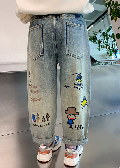 Vintage Denim Blue Patchwork Harem Kids Harem Pants Spring TV015
