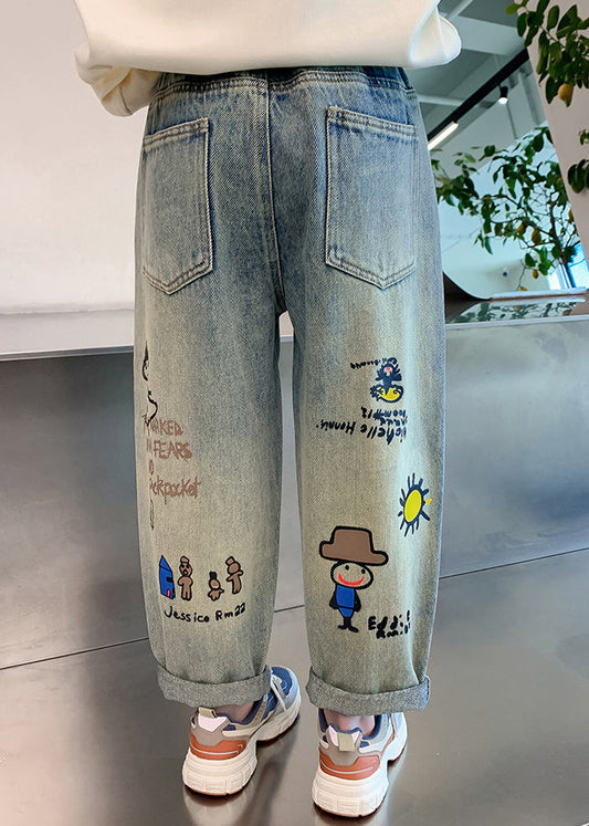 Vintage Denim Blue Patchwork Harem Kids Harem Pants Spring TV015