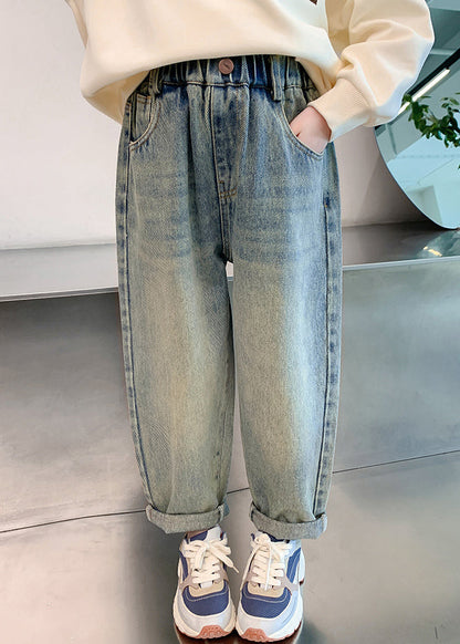 Vintage Denim Blue Patchwork Harem Kids Harem Pants Spring TV015