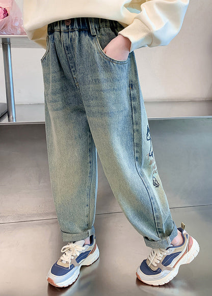 Vintage Denim Blue Patchwork Harem Kids Harem Pants Spring TV015