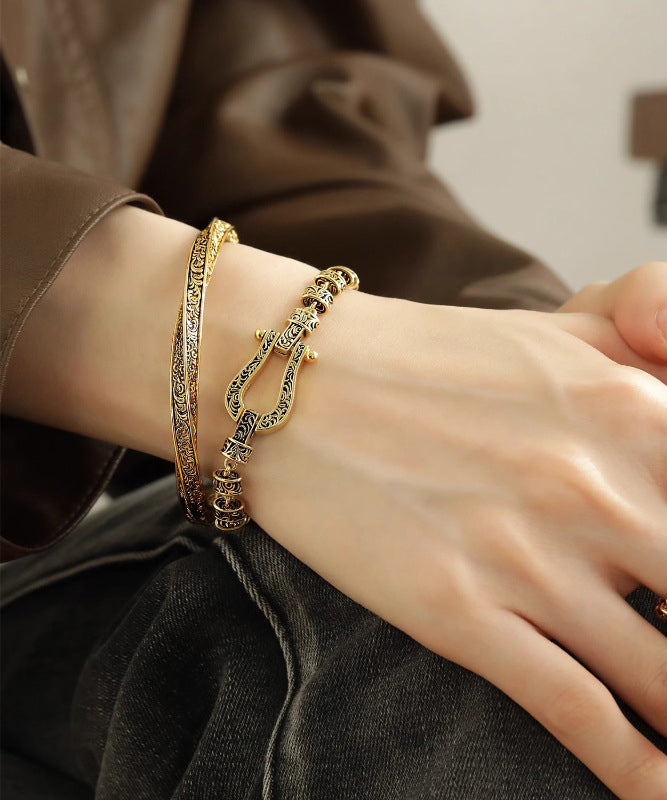 Vintage Gold Antique Gold Bangles Two Piece Set QD036