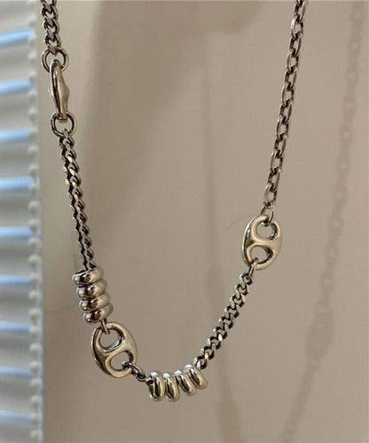Vintage Gold Stainless Steel Chain Linked Patchwork Pendant Necklace PO005
