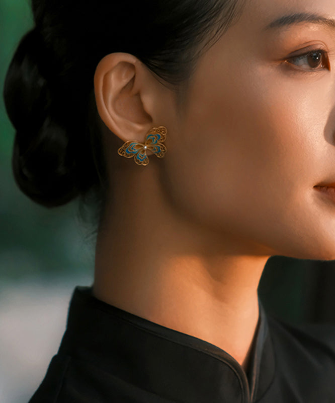 Out Silver Sterling Gold Pearl Vintage Butterfly Overgild Hollow