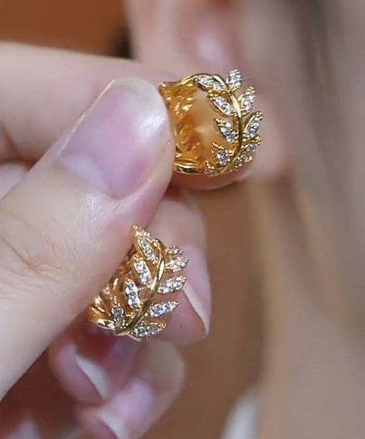 Silver of Hoop Zircon Vintage Ear Overgild Wheat Sterling Gold