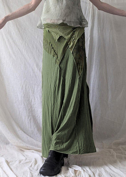 Open Cotton Green Side Vintage Skirts Asymmetrical Summer