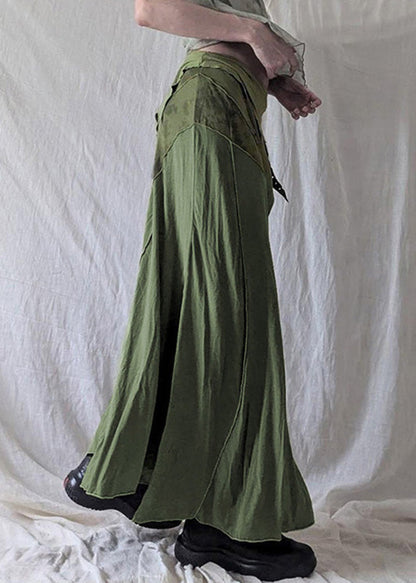 Open Cotton Green Side Vintage Skirts Asymmetrical Summer