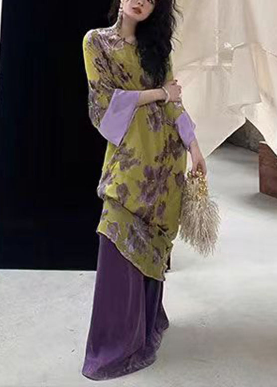 Vintage Green Embroidered Patchwork Chiffon Long Dress Spring UU1033