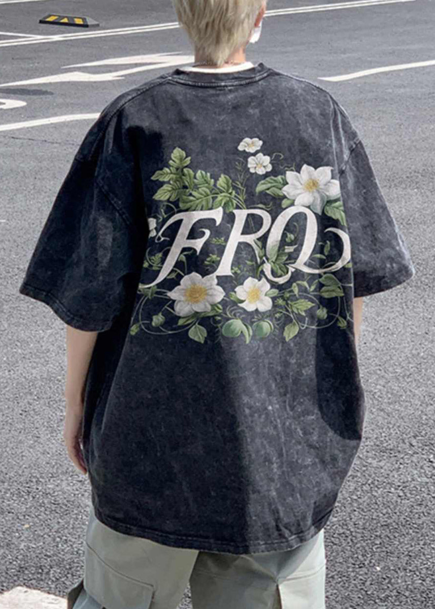 Khaki Cotton Half T Men Cozy Vintage Sleeve Print Shirts