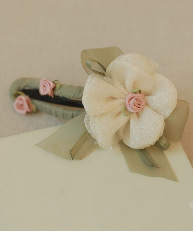 Plastic Light Floral Vintage Green Asymmetrical Hairpin Tulle