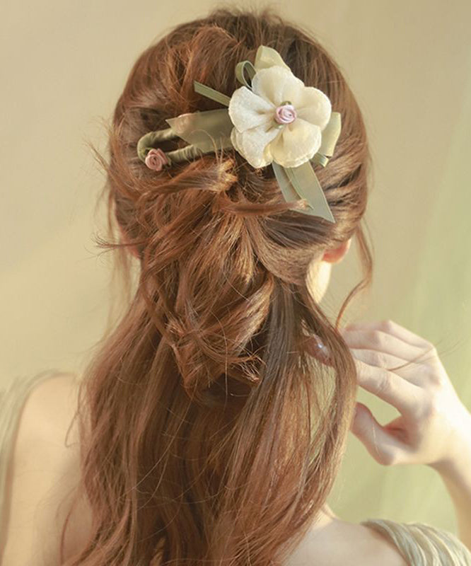 Plastic Light Floral Vintage Green Asymmetrical Hairpin Tulle