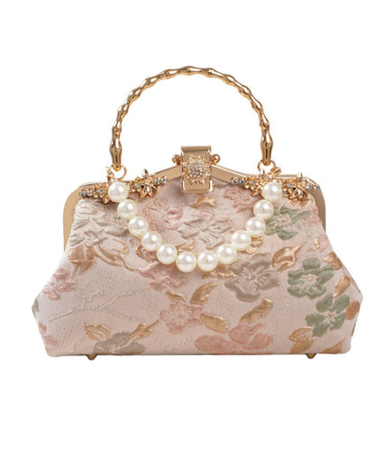 Vintage Embroidered Tote Bag Zircon Pink Bead