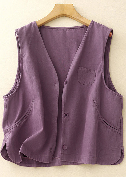 Purple Oversized Vintage Cotton Vest Spring