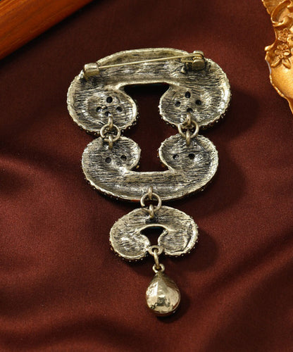 Vintage Rainbow Sterling Silver Overgild Zircon Crystal Horns Brooch YA018