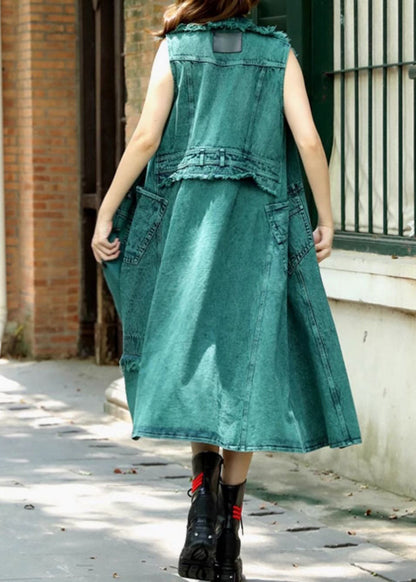 Vintage Red Peter Pan Collar Patchwork Long Waistcoat Summer TR016