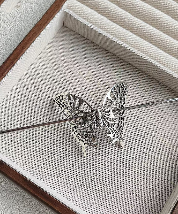 Silk Silver Hairpin Out Sterling Vintage Hollow Butterfly