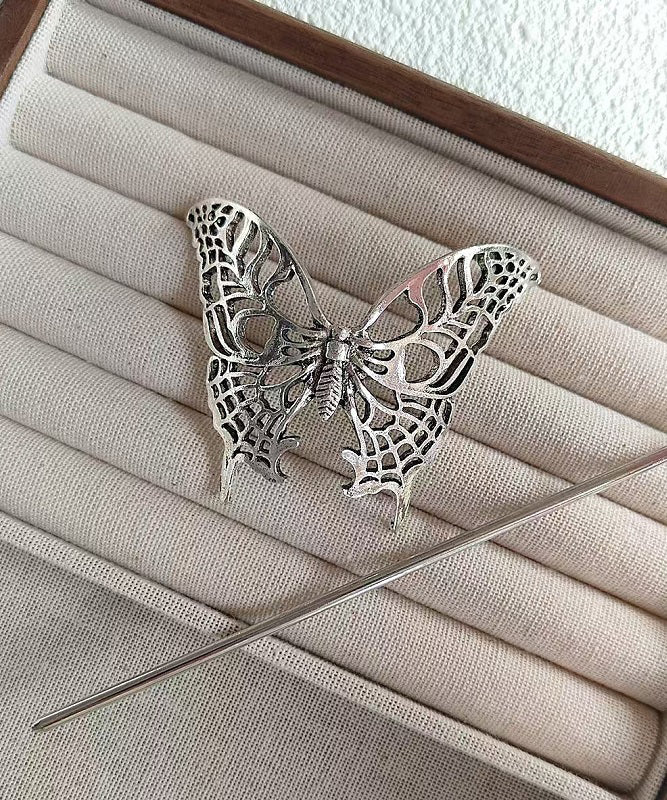 Silk Silver Hairpin Out Sterling Vintage Hollow Butterfly