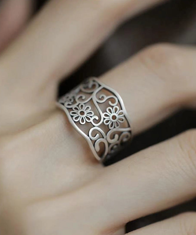 Vintage Silk Sterling Silver Hollow Out Rings YI046