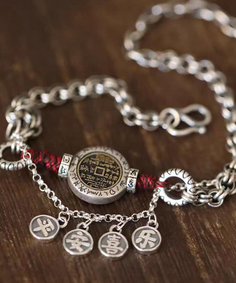 Silver Vintage Bracelet Tassel Sterling Ankle Silk