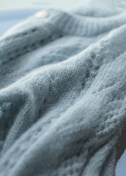 Vintage Sky Blue Oversized Chunky Knit Cardigan Spring OO014