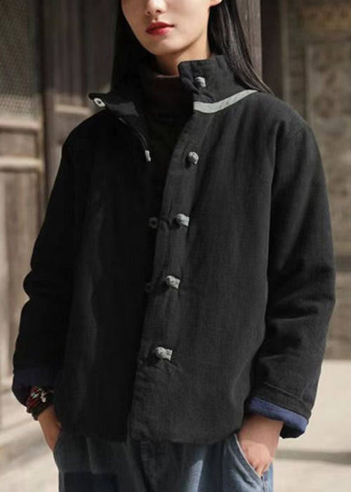 Vintage Wine Red Stand Collar Button Cotton Filled Parkaer Winter QO001