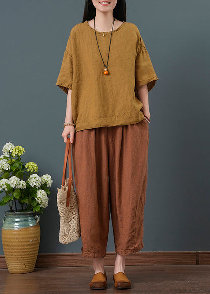 Two Linen Summer Pieces Vintage Yellow Oversized Set