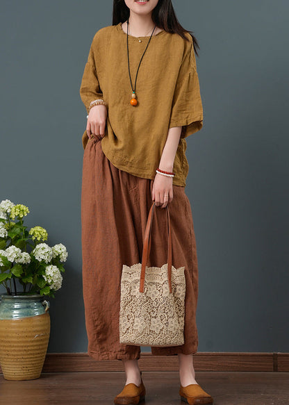 Two Linen Summer Pieces Vintage Yellow Oversized Set