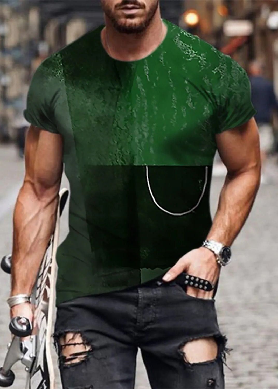 Cotton Patchwork Yellow Summer Mens Vintage Print T Shirts