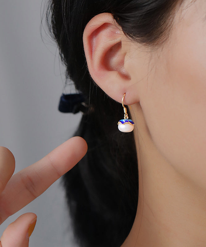 Vintage Cloisonne Sterling Overgild Pearl Enamel Silver Yellow