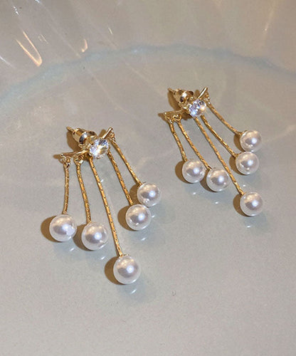 Drop Gold Alloy Vogue Tassel Copper Earrings Pearl