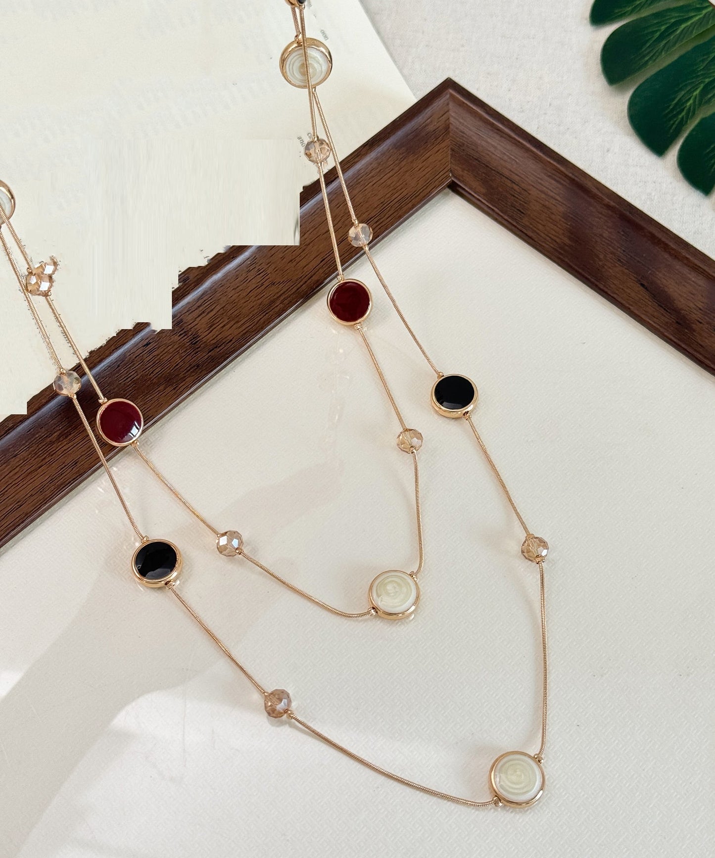 Drip Vogue Double-Layer Necklace Copper Beading Gold Glazed