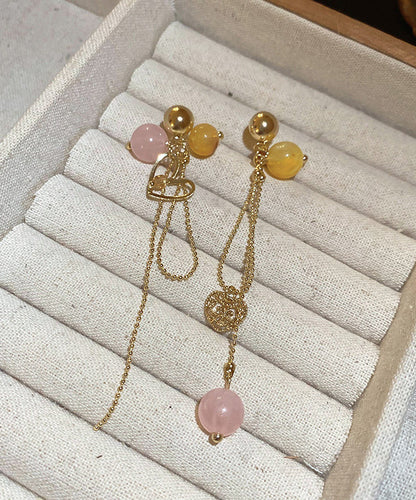 Copper Vogue Gold Tassel Earrings Crystal Resin Drop Love