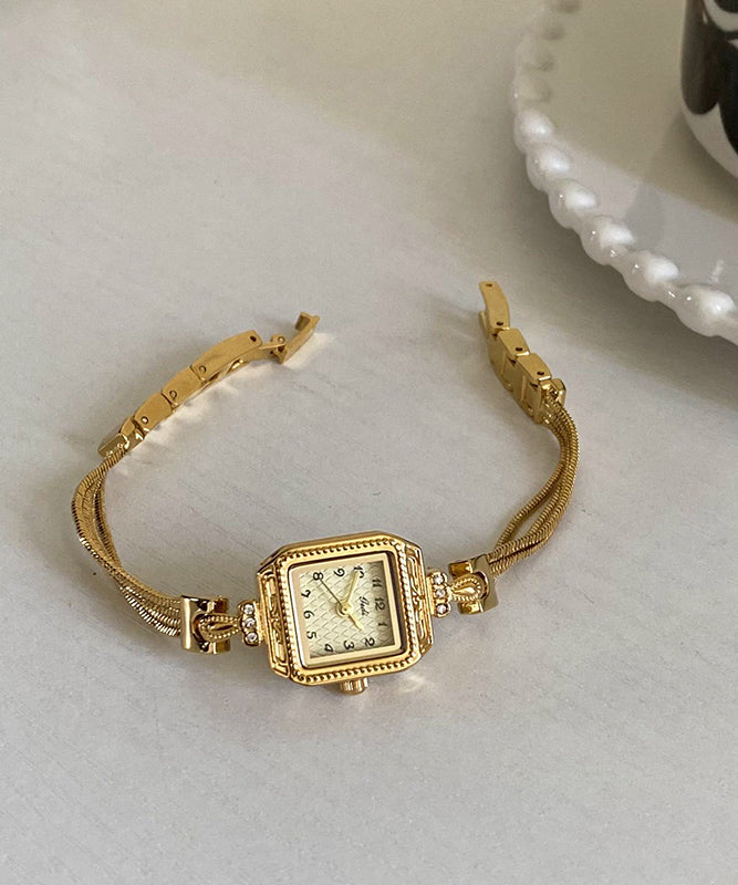 Stainless Steel Zircon Gold Vogue Square Chain Watches