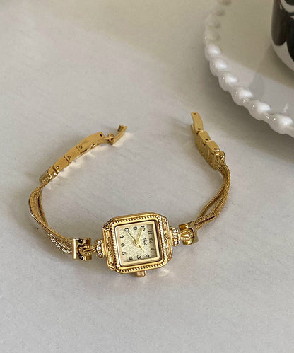 Stainless Steel Zircon Gold Vogue Square Chain Watches