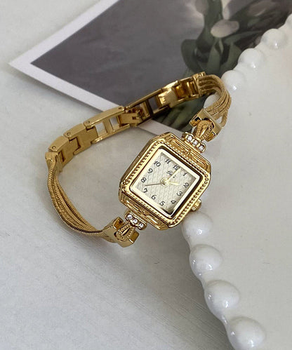 Stainless Steel Zircon Gold Vogue Square Chain Watches