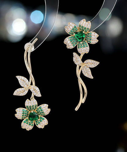 Stud Copper Pink Cherry Vogue Blossom Zircon Earrings